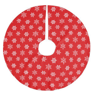 Elegante witte sneeuwvlokken op rood kerstboom rok
