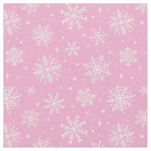 Elegante witte sneeuwvlokken op roze achtergrond stof