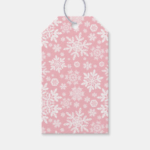 Elegante Witte Sneeuwvlokken (Suiker Blush) Cadeaulabel