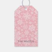 Elegante Witte Sneeuwvlokken (Suiker Blush) Cadeaulabel (Achterkant)