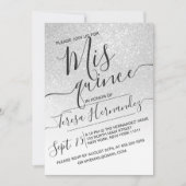 Elegante witte sprankelende glitter Ombre Quinceañ Kaart (Voorkant)