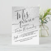 Elegante witte sprankelende glitter Ombre Quinceañ Kaart (Staand voorkant)