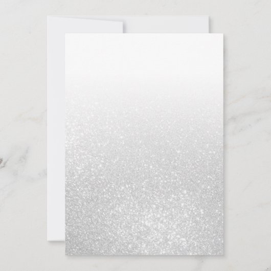 Elegante witte sprankelende glitter Ombre Quinceañ Kaart (Achterkant)