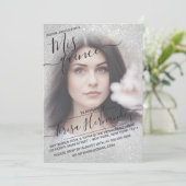 Elegante witte sprankelende glitterfoto Quinceañer Kaart (Staand voorkant)