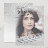 Elegante witte sprankelende glitterfoto Quinceañer Kaart (Voorkant / Achterkant)