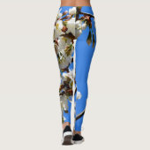 Elegante witte Spring Blossom bloeiende boom Leggings (Achterkant)