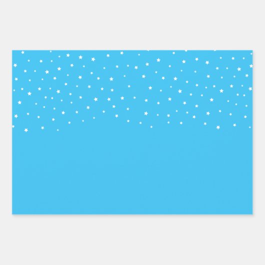 Elegante witte sterren op pastelblauw inpakpapier vel (Voorkant 3)