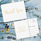 Elegante Witte Stijlvolle Nep Gouden Script Bedank Briefkaart