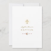 Elegante witte stoffige roos bloemenboeket doop kaart (Achterkant)