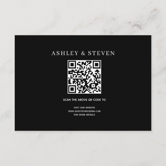 Elegante witte streep en QR-code zwarte details Informatiekaartje (Achterkant)