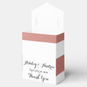 Elegante witte strepen koraal roze Folie bedrukt Bedankdoosjes (Geopend)