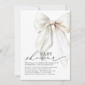 Elegante witte strik baby shower chic crème kaart (Voorkant)