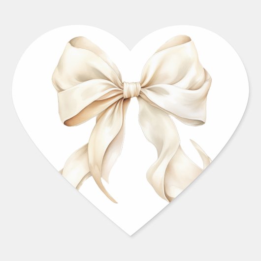 Elegante witte strik baby shower hart sticker (Voorkant)