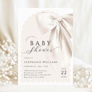 Elegante witte strik baby shower kaart