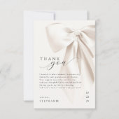 Elegante witte strik bruidsdouche bedankkaart (Voorkant)