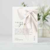 Elegante witte strik bruidsdouche bedankkaart (Staand voorkant)