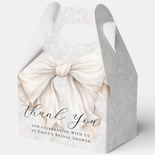 Elegante Witte Strik Bruidsdouche Bedankt Bedankdoosjes (Voorkant)