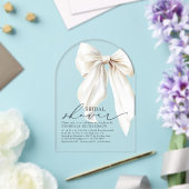 Elegante Witte Strik Bruidsdouche Chic Crème Acryl Uitnodigingen (Insitu (Huwelijk))
