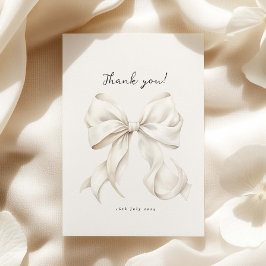 Elegante witte strik bruidsuitnodiging bedankkaart