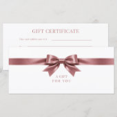 Elegante witte strik cadeaubon (Voorkant / Achterkant)