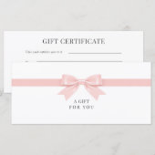 Elegante witte strik cadeaubon (Voorkant / Achterkant)