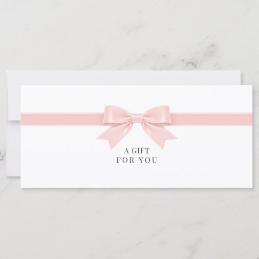 Elegante witte strik cadeaubon (Voorkant)