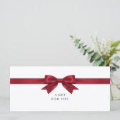 Elegante witte strik cadeaubon (Staand voorkant)