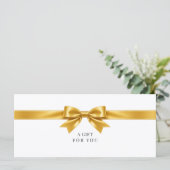 Elegante witte strik cadeaubon (Staand voorkant)