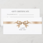 Elegante witte strik cadeaubon (Voorkant / Achterkant)