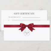 Elegante witte strik logo cadeaubon (Voorkant / Achterkant)
