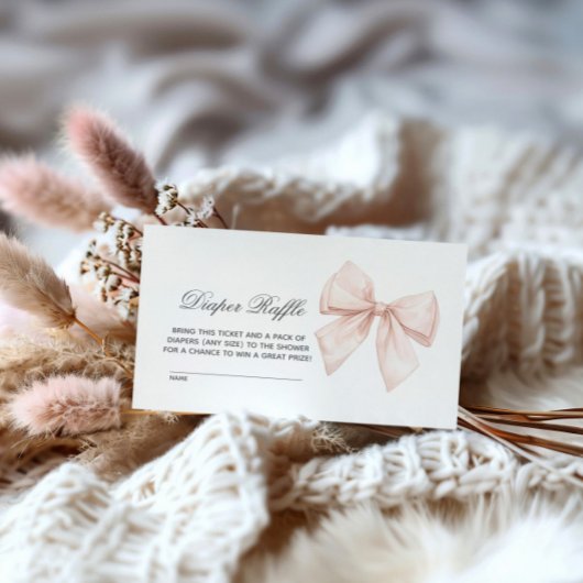 Elegante witte strik luier Raffle Informatiekaartje