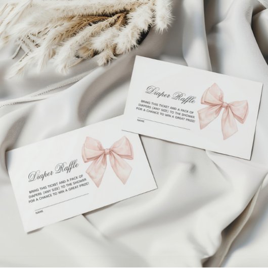 Elegante witte strik luier Raffle Informatiekaartje