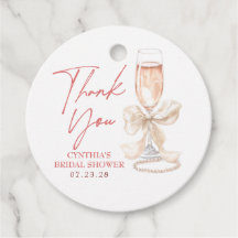 Elegante witte strik Prosecco bruidsdouche dank je