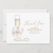 Elegante Witte Strik Prosecco Bruidsfeest Bedankt (Voorkant)