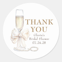 Elegante witte strik Prosecco Bruidsmeisje Dank je Ronde Sticker
