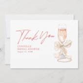 Elegante witte strik Prosecco Bruidsmeisjesfeest b Bedankkaart (Voorkant)