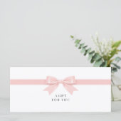 Elegante witte strik QR-code cadeaubon (Staand voorkant)