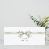 Elegante witte strik QR-code cadeaubon (Staand voorkant)