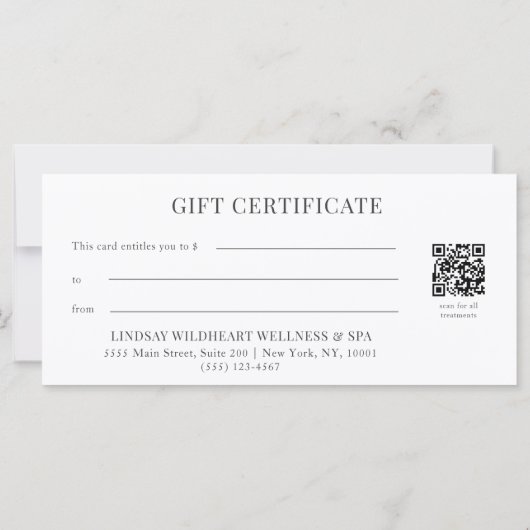 Elegante witte strik QR-code cadeaubon (Achterkant)