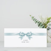 Elegante witte strik QR-code cadeaubon (Staand voorkant)