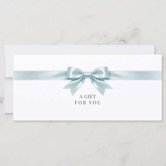 Elegante witte strik QR-code cadeaubon (Voorkant)