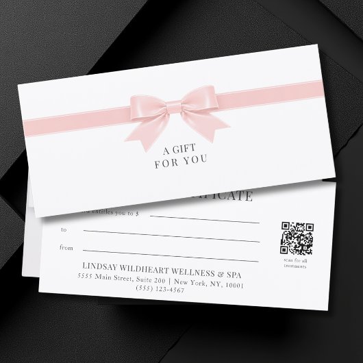 Elegante witte strik QR-code cadeaubon