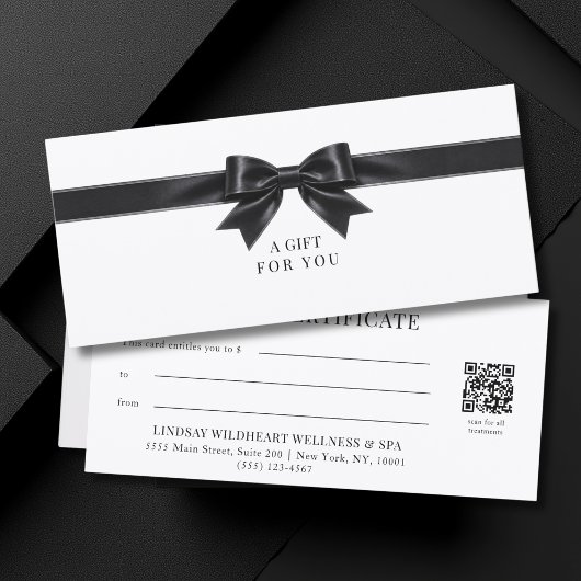 Elegante witte strik QR-code cadeaubon