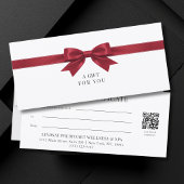 Elegante witte strik QR-code cadeaubon
