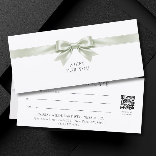 Elegante witte strik QR-code cadeaubon