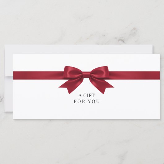 Elegante witte strik QR-code cadeaubon (Voorkant)