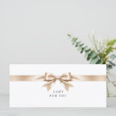 Elegante witte strik QR-code cadeaubon (Staand voorkant)