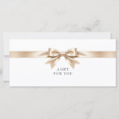 Elegante witte strik QR-code cadeaubon (Voorkant)