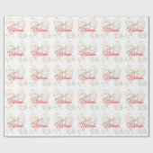 Elegante Witte Strik rode naam Kerstmis Cadeaupapier (Vlak)