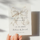 Elegante witte strik Save the Date kaart